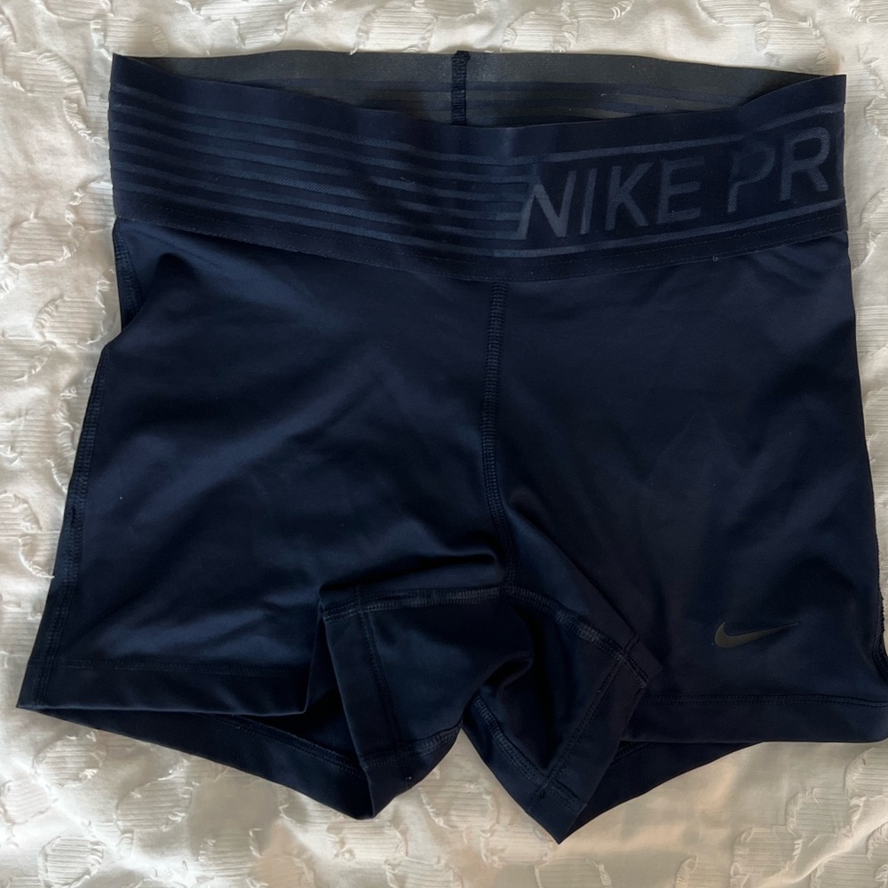 Nike Pros — Navy blue with mesh waist band